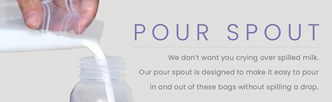 Milk Pouch Bags, Waterproof, Smell Proof, Airproof, Slider Zipper Grip Stand Up Package 10