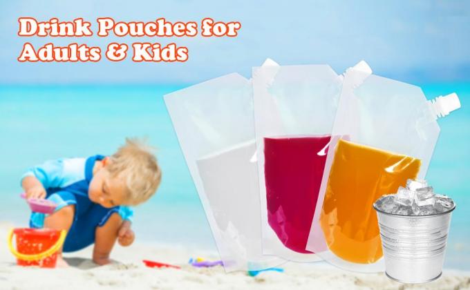 Stand-Up Liquor Bags, Drink Pouches, Concealable Alcohol Flask for Cold & Hot Drinks, Reusable 0