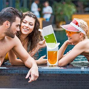 Stand-Up Liquor Bags, Drink Pouches, Concealable Alcohol Flask for Cold & Hot Drinks, Reusable 5