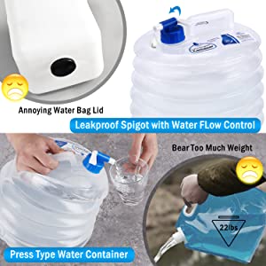 Portable Water Storage Jug, Water Carrier, Foldable Canteen, Outdoors BBQ Camping Hiking 9