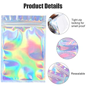 Smell Proof Mylar Bags, Foil Small Zip lockk Bags, Halloween Christmas Favor, Foil Pouch Slidelock 0