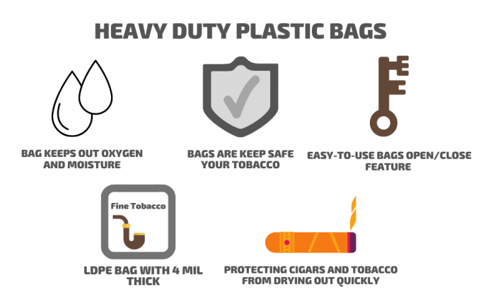 Slider Tobacco Bags, Zipper Cigar Pouches, Fine Tobacco, Slider Top Closure Polyethylene Bags 1