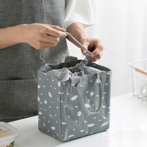 Canvas Cotton Fabric Reusable Package, LUNCH POUCH, Drawstring, Insulated Bento Box Cooler, Tote Handbag 0