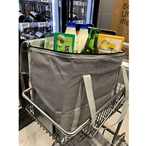 Oxford Cloth Insulated Reusable Grocery Shopping Bags, XL Size, Large Picnic Cooler Bag, Zippered Top Cold 9