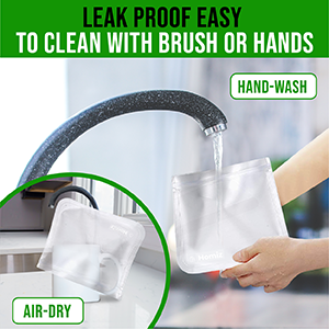 PEVA, Silicone, Reusable Storage Resealable Freezer Food Bags, Leak Proof Zip lockk Airtight lunch Container 4