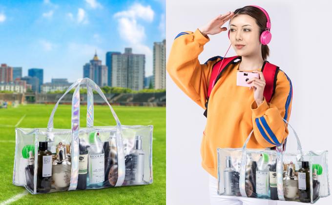 PVC Travel Makeup Toiletry Storage Bag, Large Capacity Tote Bag, Cosmetic Clothes Organizer Bag 2