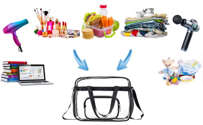 Clear Bags, Stadium Approved, See Through Tote Bag, Shoulder Strap, Large Transparent Bag 8