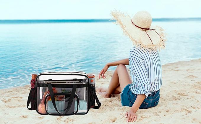 Clear Bags, Stadium Approved, See Through Tote Bag, Shoulder Strap, Large Transparent Bag 3