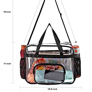 Clear Bags, Stadium Approved, See Through Tote Bag, Shoulder Strap, Large Transparent Bag 4