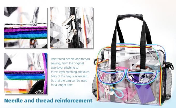 PVC, Nylon, slider closure Stadium Bag, Clear tote Bag, Beach Bag Handbag, Travel & Gym Zippered Tote Bags 3