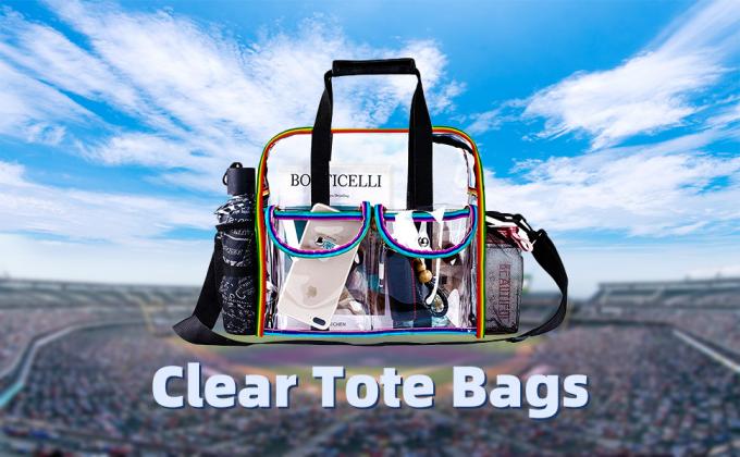 PVC, Nylon, slider closure Stadium Bag, Clear tote Bag, Beach Bag Handbag, Travel & Gym Zippered Tote Bags 0