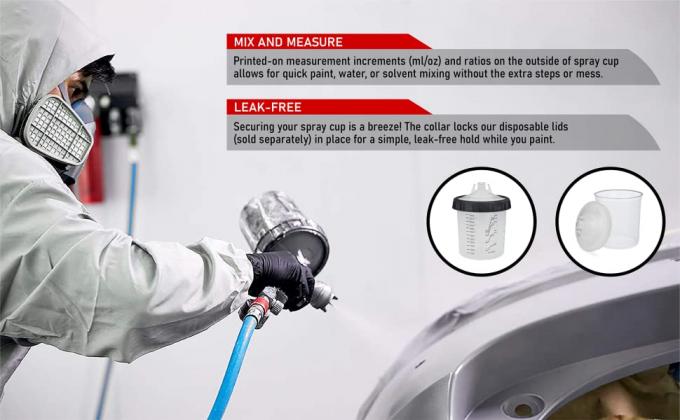 DISPOSABLE REFILLS, Automotive Spray Cup Paint Hard Cup, Gun Cups, Paint Mixing Cups, SPRAY CUP SYSTEM 2