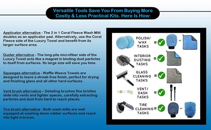 Car Clean Accesories Car Washing Cleaning Set 7 In 1 Portable Car Wash Kit, Brush Mop, Microfiber Car Towel 7