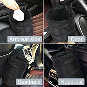 Car Trash Bags Car Backseat Organizer Bag Cooler, Car Garbage Can, Storage Pockets, Collapsible Portable bin 15