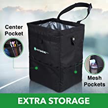 Car Trash Hanging Bag, Storage Pockets Leak-Proof Organizer Collapsible Portable Waterproof Car Garbage Bin 5