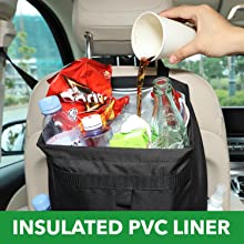 Car Trash Hanging Bag, Storage Pockets Leak-Proof Organizer Collapsible Portable Waterproof Car Garbage Bin 3