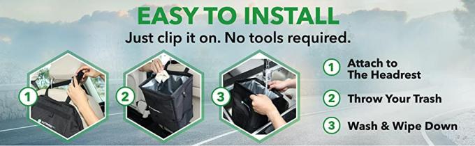 Car Trash Hanging Bag, Storage Pockets Leak-Proof Organizer Collapsible Portable Waterproof Car Garbage Bin 9