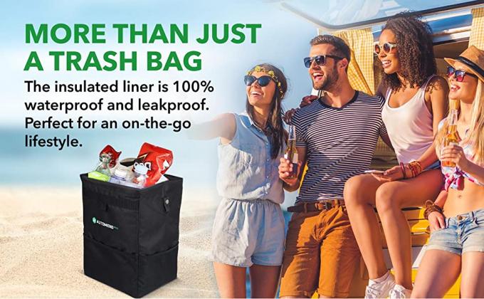 Car Trash Hanging Bag, Storage Pockets Leak-Proof Organizer Collapsible Portable Waterproof Car Garbage Bin 10