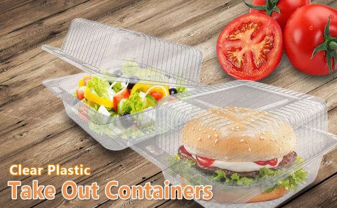 Clamshell Hinged Blister Salad Foldable Pack, Compartment Meal Prep Container Airtight Take Away Lunch Box 4