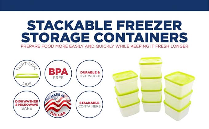 Reusable Freezer Food Storage Containers with Lids, Meal Prep Container Sets Bento Box BPA Free Microwaveable 3