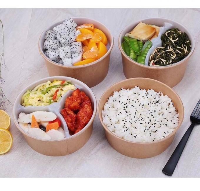 Eco Friendly, Oil Resistant, Salad Soup Rice Noodles Bowl, Bamboo Pulp, Disposable, Kraft Paper Bowl Lid 0