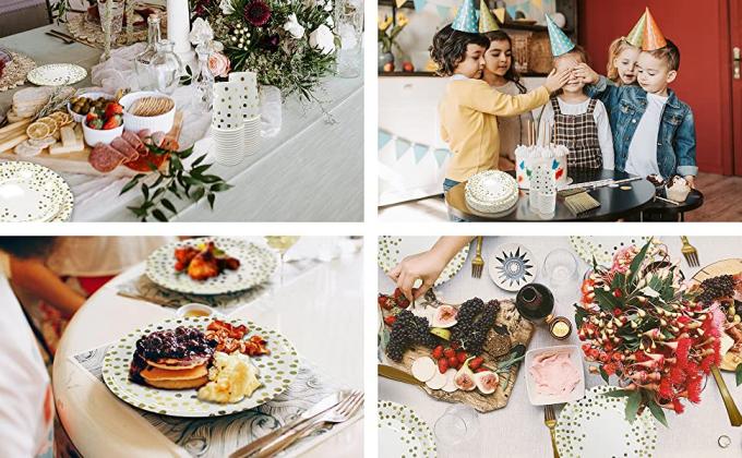 Party Supplies Plate, Cups, Spoons, Fork, Napkins, Dinner Set, Paper And Plastic Dinnerware Set, Tableware 4