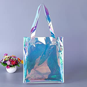 PVC Lazaer Tote Bag, Holographic Rainbow Work Bag, Hologram, fashion bag, jewelry bag, Stadium Outdoor Beach 2