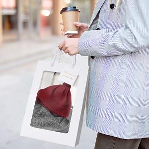 Kraft Paper Bags Square Bags, Thick Paper Bag With Window For Wedding, Party, Birthday, Shopping, Flower Bags 5