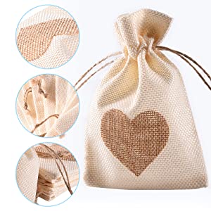 Drawstring Burlap Natrual Jute Sacks Jewelry Candy Pouch Christmas Wedding Party Favor Gift Bags 5