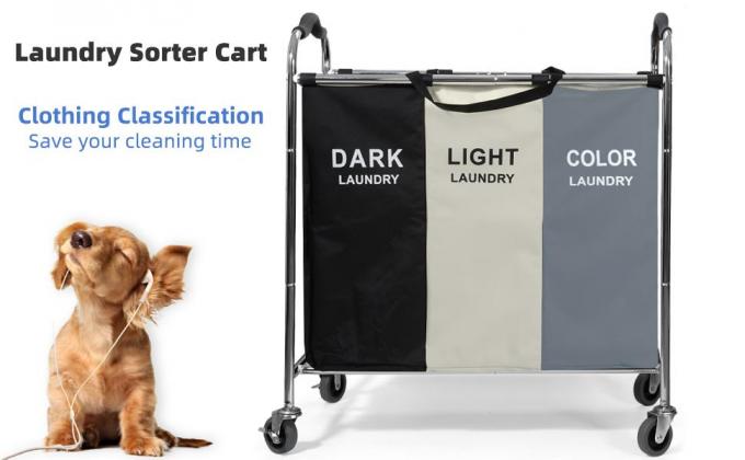 Laundry Bag, Foldable Laundry Sorter Basket, Multi Compartments, Bedroom Clothes Storage, Washing Basket 0