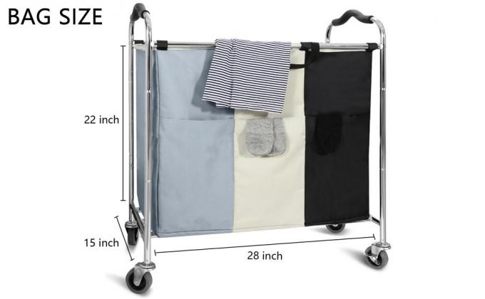 Laundry Bag, Foldable Laundry Sorter Basket, Multi Compartments, Bedroom Clothes Storage, Washing Basket 5