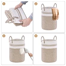 Laundry Hampers, Organizing Basket, Bin Storage Organizer For Toy Collection, Canvas Storage Basket 5