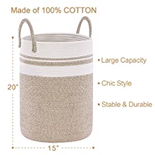 Laundry Hampers, Organizing Basket, Bin Storage Organizer For Toy Collection, Canvas Storage Basket 6