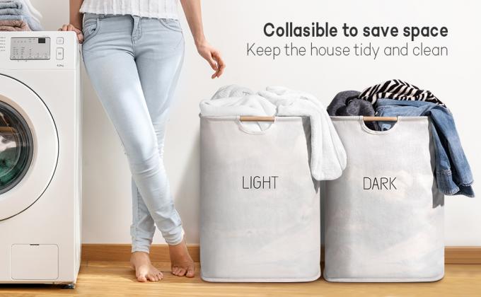 Laundry Baskets with Easy Carry Handles, Hamper, Folding Washing Bins, Family Laundry Room Bathroom 12