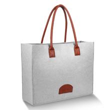 Grocery Bags Reusable Eco Shopping Bags Large Made By Felt Fabric Produce Bags Stylish Travel Tote Bag Gray 8