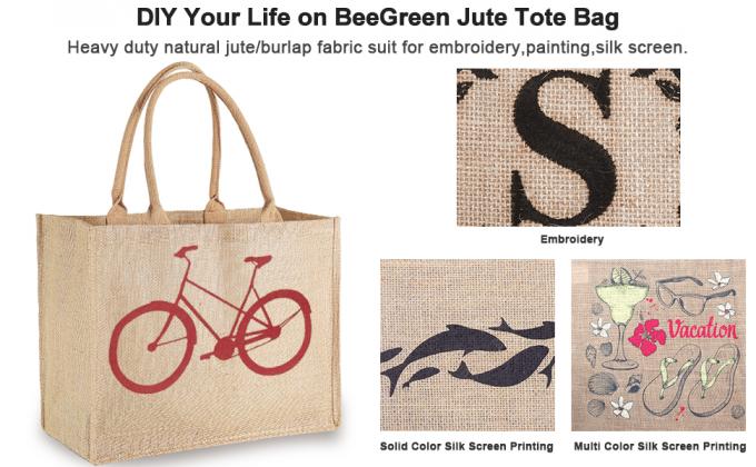 Burlap Tote Bags Bulk Laminated Interior Jute Tote Bag Full Gusset With Inner Zipper Pocket, DIY Art Crafts 5