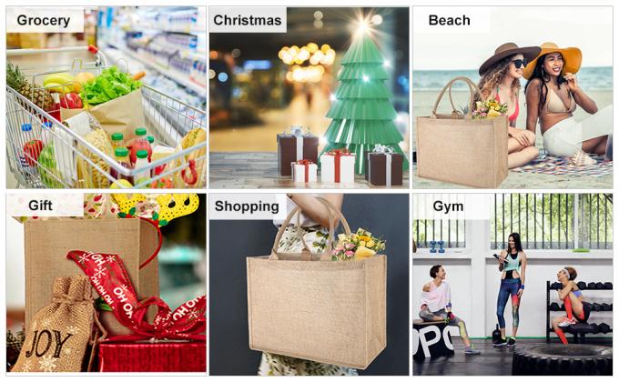 Burlap Tote Bags Bulk Laminated Interior Jute Tote Bag Full Gusset With Inner Zipper Pocket, DIY Art Crafts 6