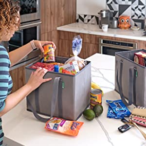 Grocery Shopper, Heavy Duty Large Moving Bags, Backpack Straps Handles, Zippers Storage Totes, storage Boxes 14