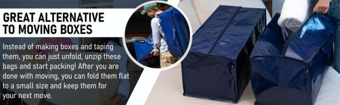 Grocery Shopper, Heavy Duty Large Moving Bags, Backpack Straps Handles, Zippers Storage Totes, storage Boxes 8