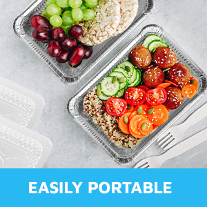 Aireline Rectangle Shaped, Disposable Aluminum Foil Pan, Take-Out Food Containers, Foil Cake Cup 4