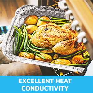 Aireline Rectangle Shaped, Disposable Aluminum Foil Pan, Take-Out Food Containers, Foil Cake Cup 6