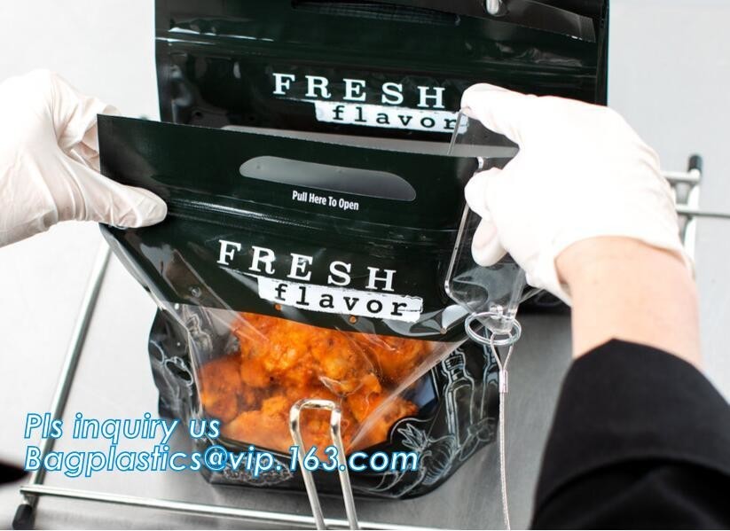 Biodegradable Stand Up AntiFog Hot Roast Chicken Zipper Bag Microwave
